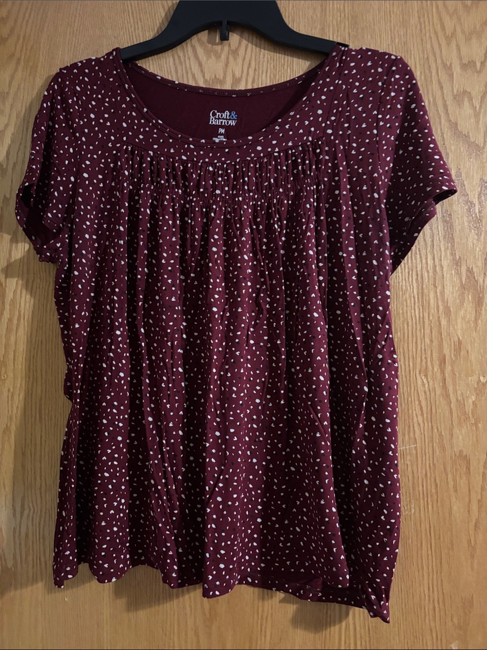 Croft & Barrow, cranberry short sleeve blouse, PM